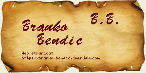 Branko Bendić vizit kartica